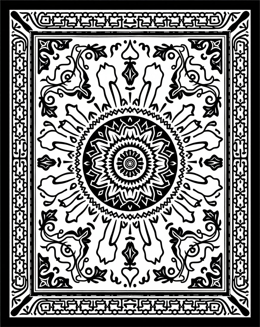 Monochromatic Floral Medallion Tile Rug