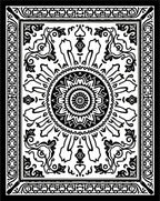 Monochromatic Floral Medallion Tile Rug