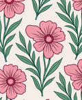 Pink Floral Vines Pattern Rug