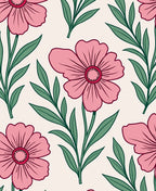 Pink Floral Vines Pattern Rug