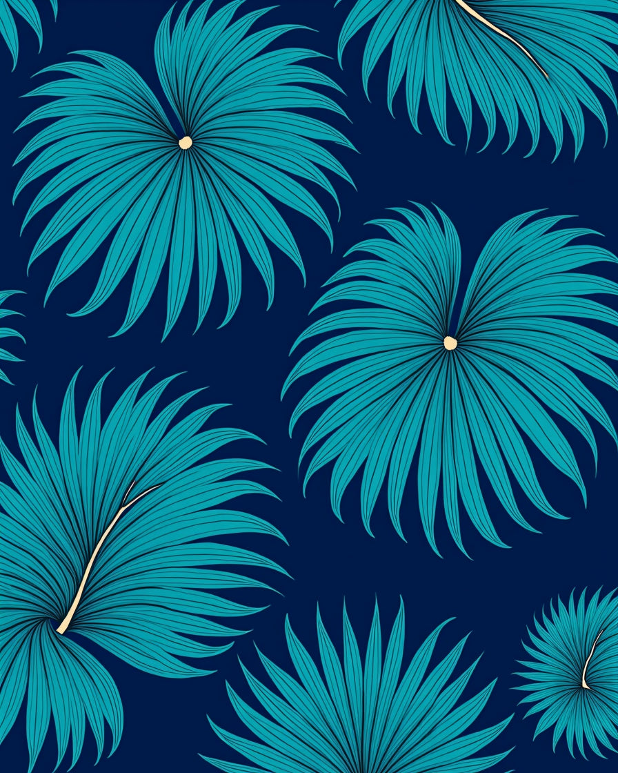 Tropical Fan Leaf Pattern Design Rug