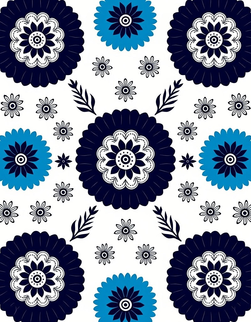 Floral Motif Cobalt Blue And Teal Rug