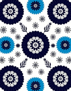 Floral Motif Cobalt Blue And Teal Rug