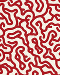 Crimson Swirl Continuous Line Pattern Rug