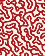 Crimson Swirl Continuous Line Pattern Rug