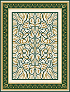 Symmetrical Floral Art Deco Design Rug