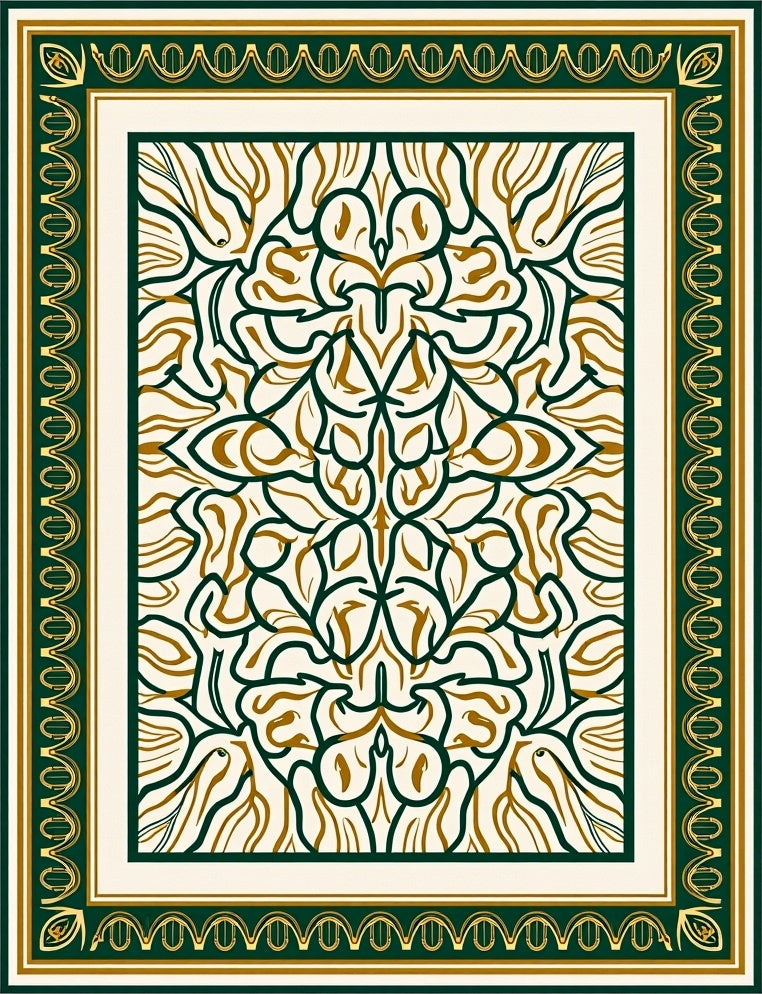 Symmetrical Floral Art Deco Design Rug