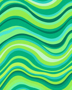 Emerald Green Wavy Stripe Design Rug