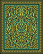 Jazzy Yellow Aqua Abstract Swirl Rug