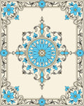 Cream Blue Floral Mandala Garden Design Rug