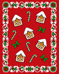 Festive Holiday Gingerbread Candy Cane Border Rug