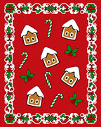 Festive Holiday Gingerbread Candy Cane Border Rug