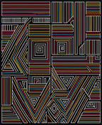 Abstract Geometric Multicolored Lined Rug