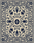 Classic Floral Border Inlay Rug