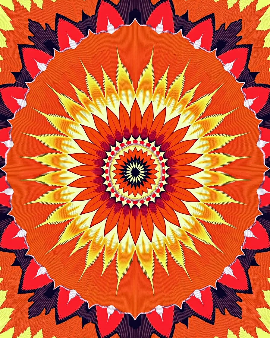 Radiant Floral Sunburst Mandala Rug