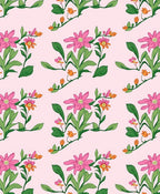 Pink Floral Botanical Pattern Rug