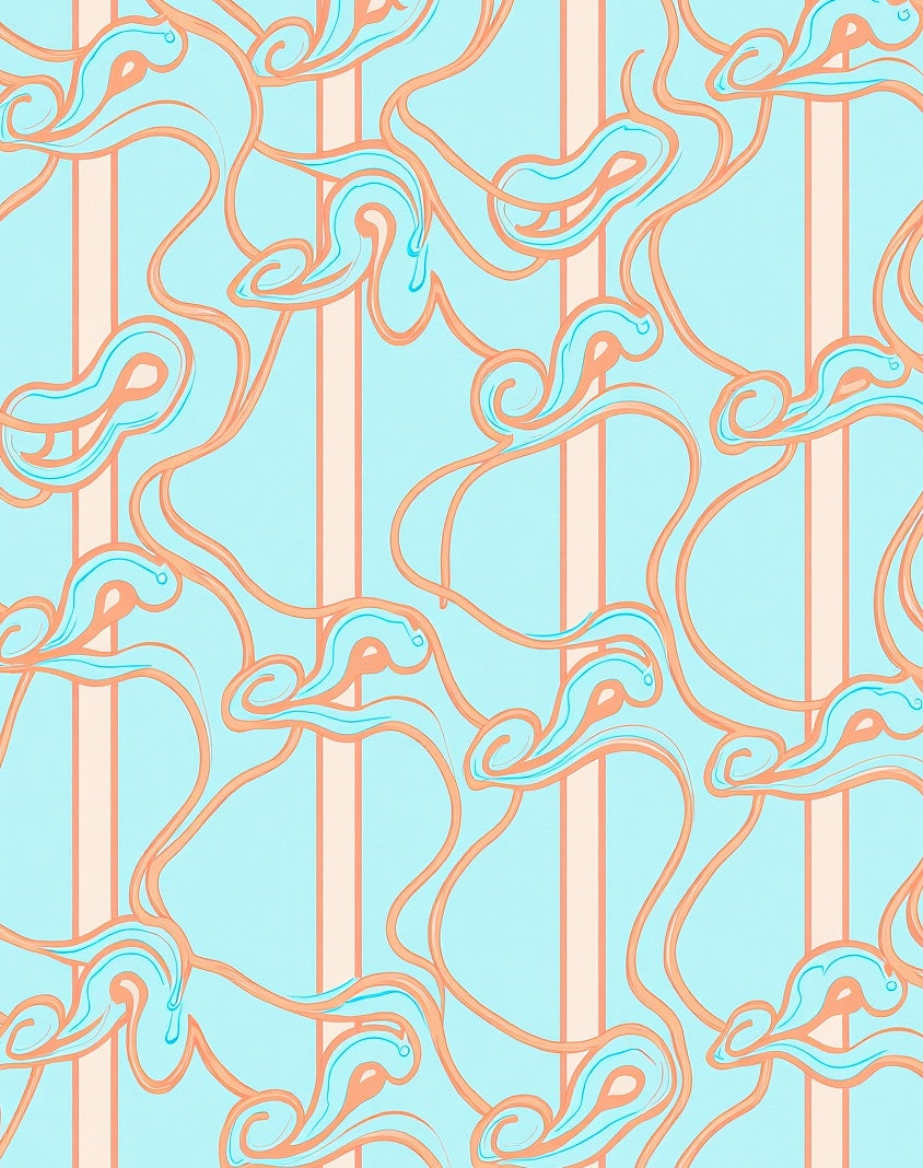 Soft Swirls On Mint Stripes Rug