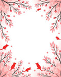Red Fox Floral Branch Pattern Rug