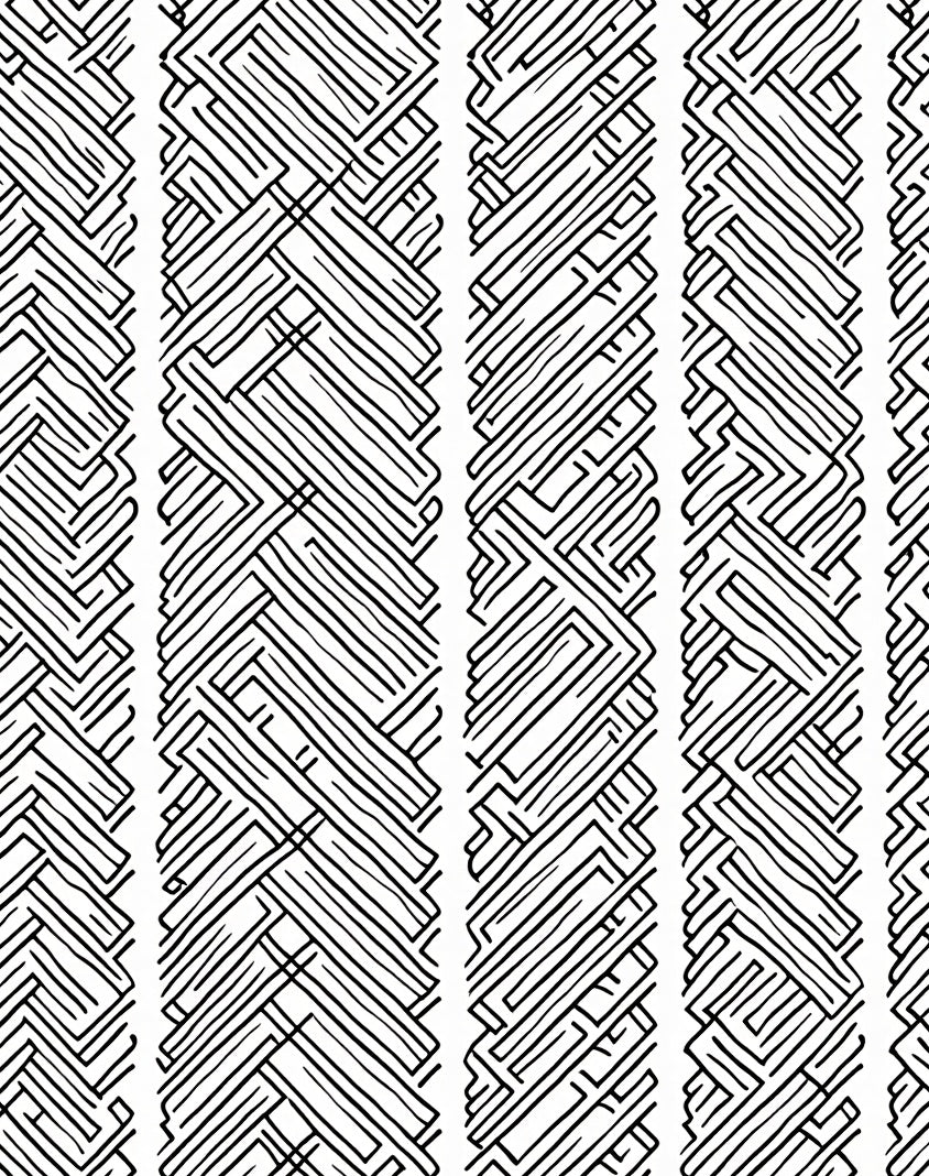 Black White Geometric Maze Pattern Rug