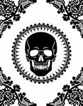 Gothic Black Skull Medallion Baroque Rug