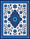 Indigo Blue Floral Medallion Rug