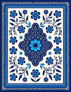 Indigo Blue Floral Medallion Rug