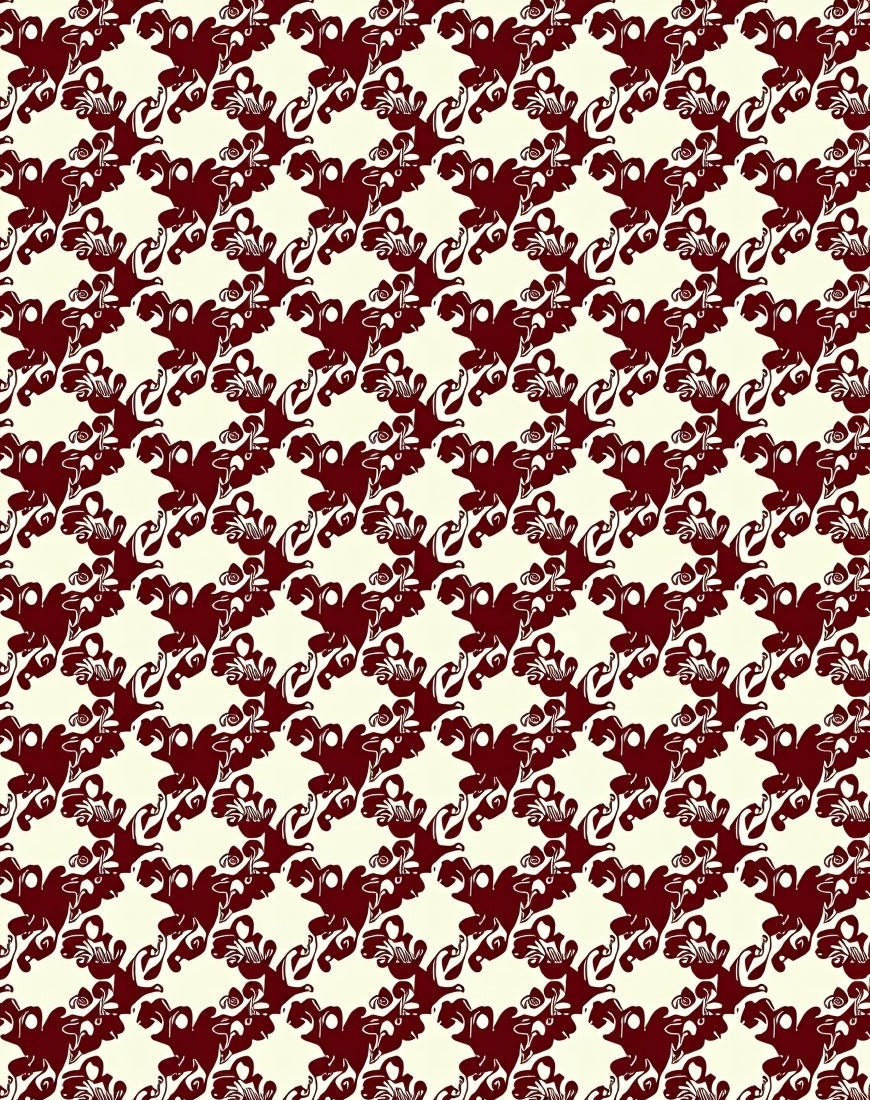 Crimson Cream Floral Abstract Pattern Rug