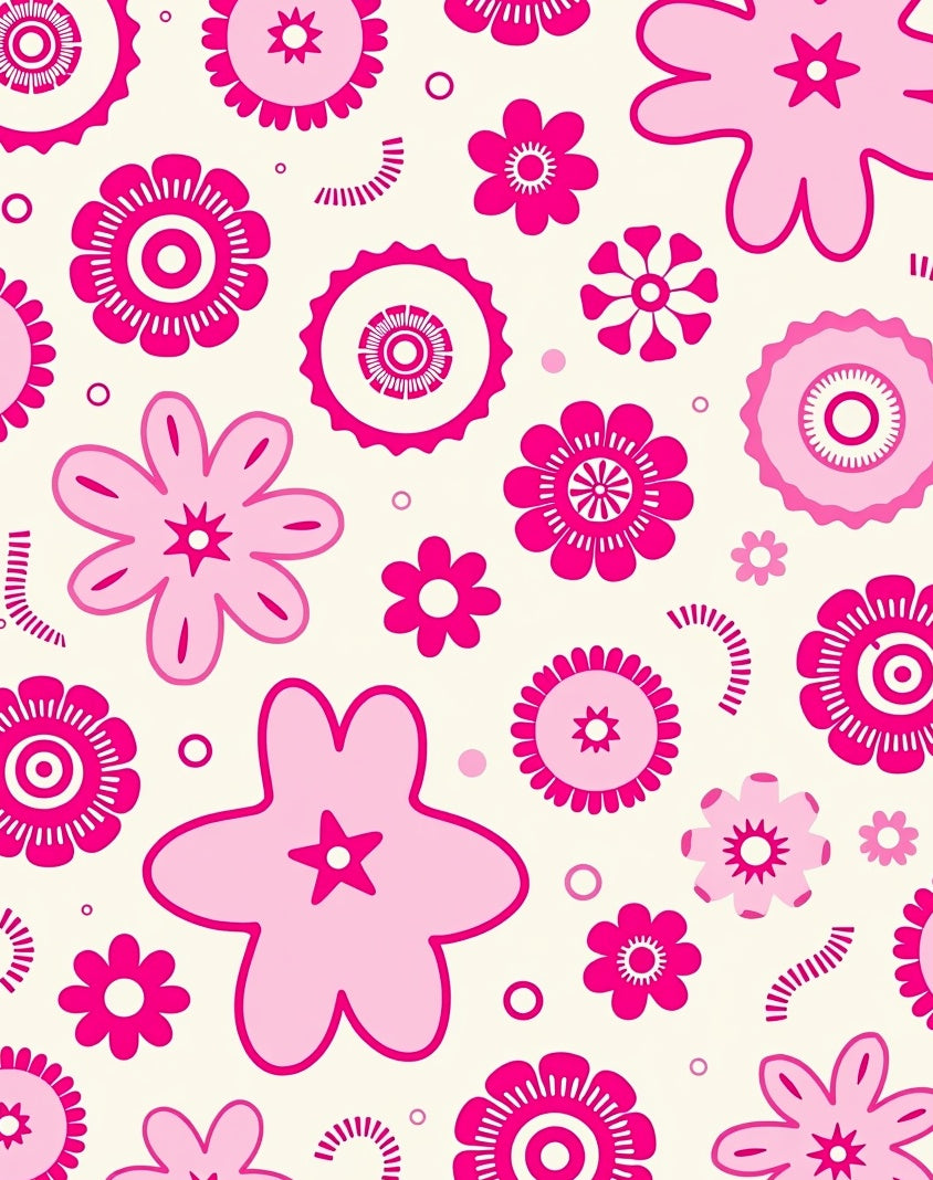 Playful Pink Floral Pattern Rug