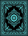 Intricate Turquoise Floral Medallion Pattern Rug