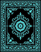 Intricate Turquoise Floral Medallion Pattern Rug