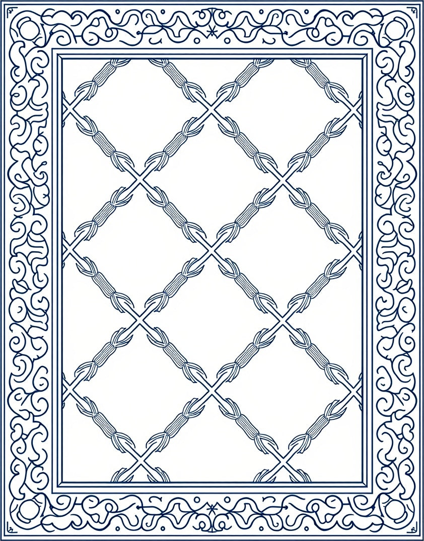 Ornate Lattice Border Design Rug