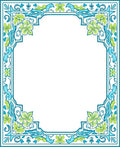 Teal Floral Vines Border Design Rug