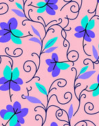 Floral Vines In Purple Teal And Pink Rug