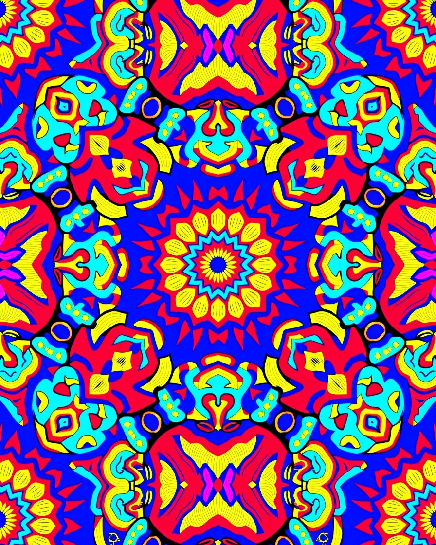 Vibrant Geometric Kaleidoscope Pattern Rug