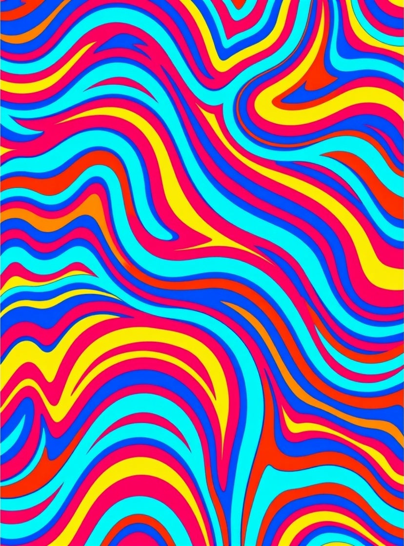 Vibrant Swirling Color Wave Pattern Rug