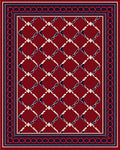 Classic Lattice Burgundy With Blue Trim Rug