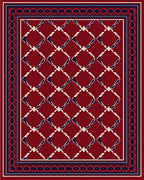 Classic Lattice Burgundy With Blue Trim Rug