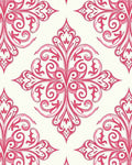 Ornate Pink Floral Scroll Pattern Rug
