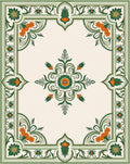 Ornate Green Floral Scrollwork Rug