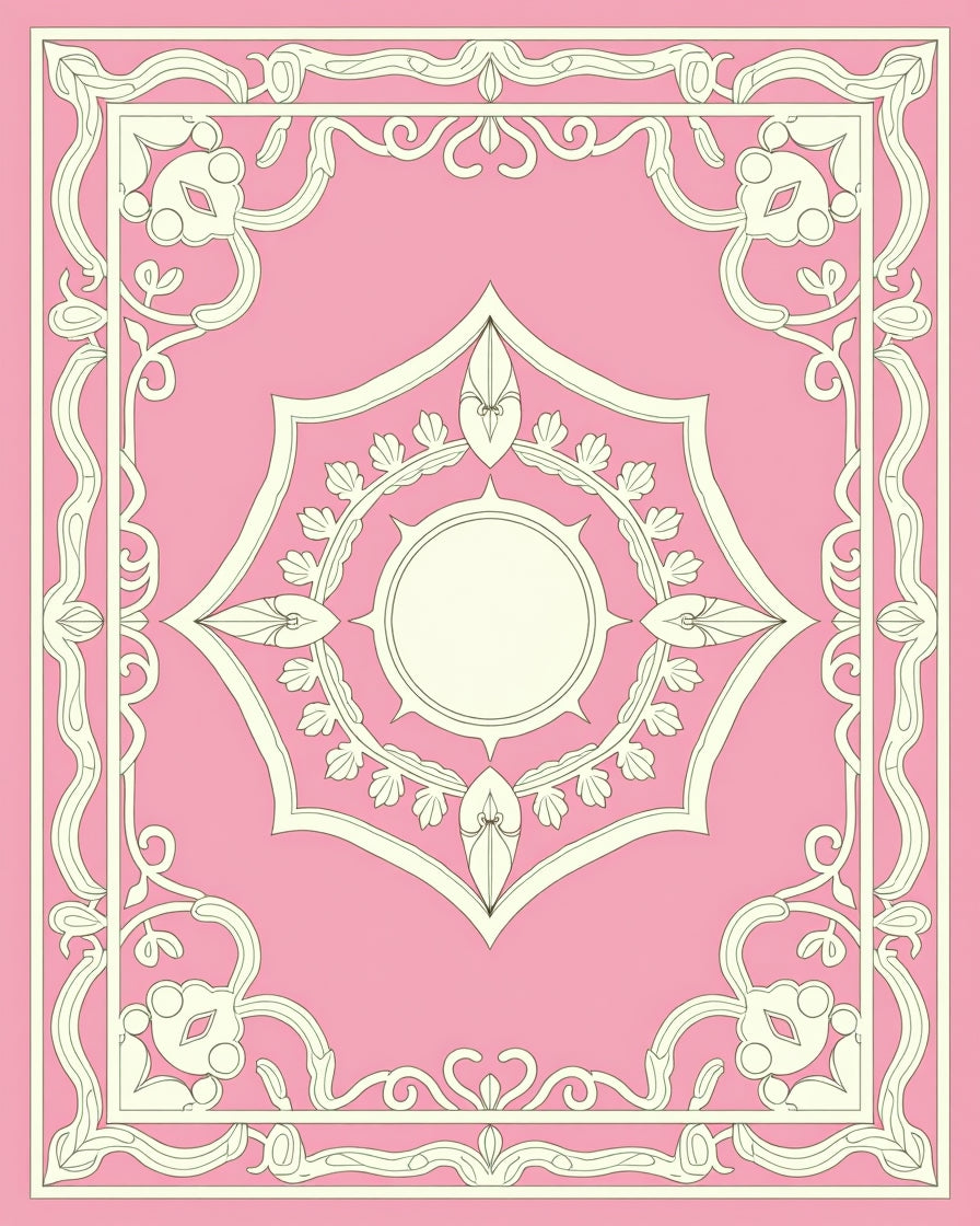 Ornate Pink Floral Geometric Rug