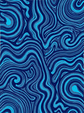 Abstract Blue Swirls Flow Pattern Rug