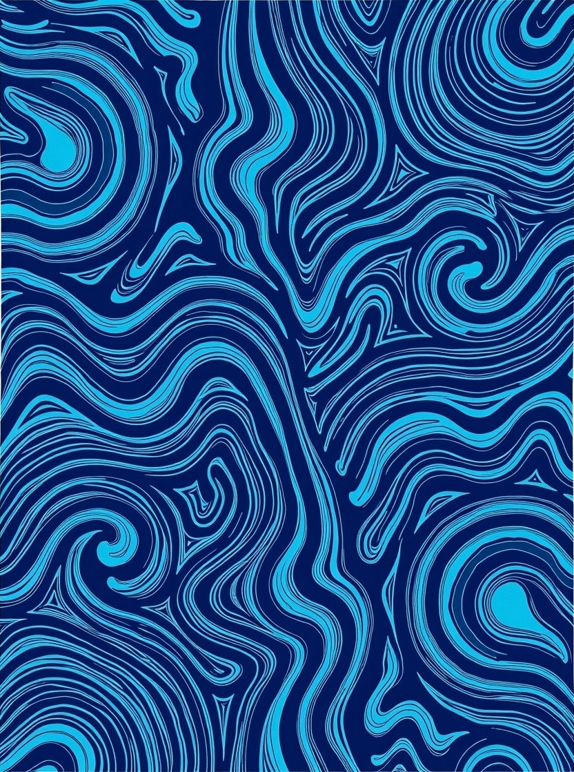 Abstract Blue Swirls Flow Pattern Rug