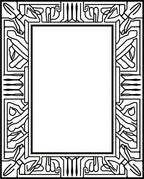 Bold Black Art Deco Border Rug