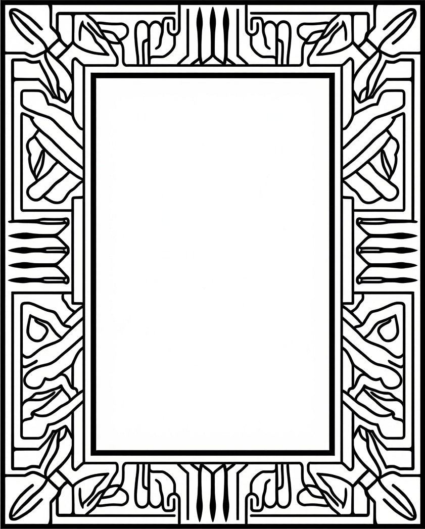 Bold Black Art Deco Border Rug
