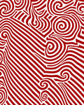 Crimson White Swirling Stripe Rug