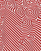 Crimson White Swirling Stripe Rug