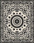 Black White Ornate Mandala Design Rug