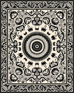 Black White Ornate Mandala Design Rug