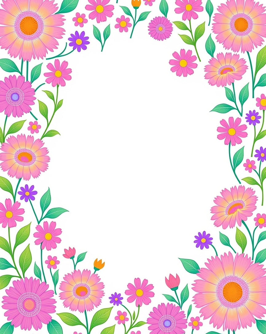 Pink Floral Border Design Rug