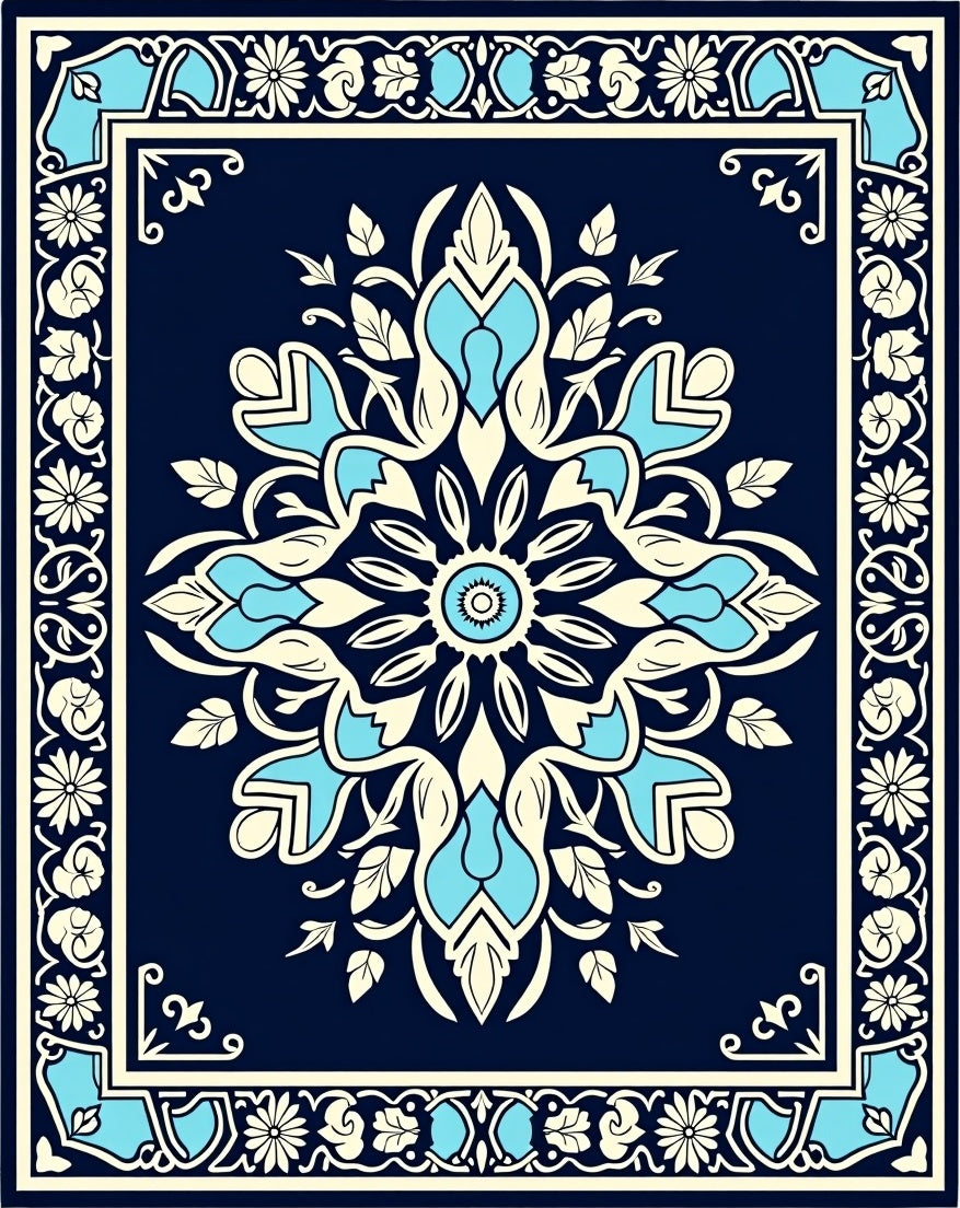 Elegant Floral Mandala Pattern Rug